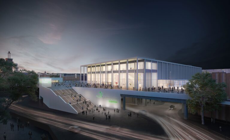 Visualisierung Koelnmesse 3.0 - Confex bei Nacht.