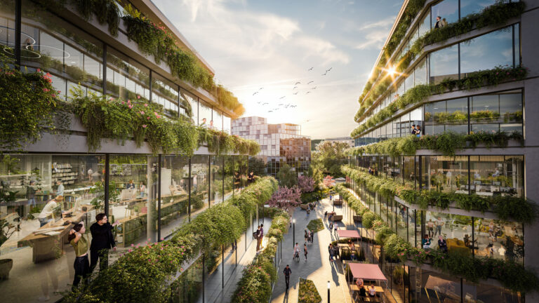 Neubau Bürokomplex Green Canyon in Bonn - Visualisierung.