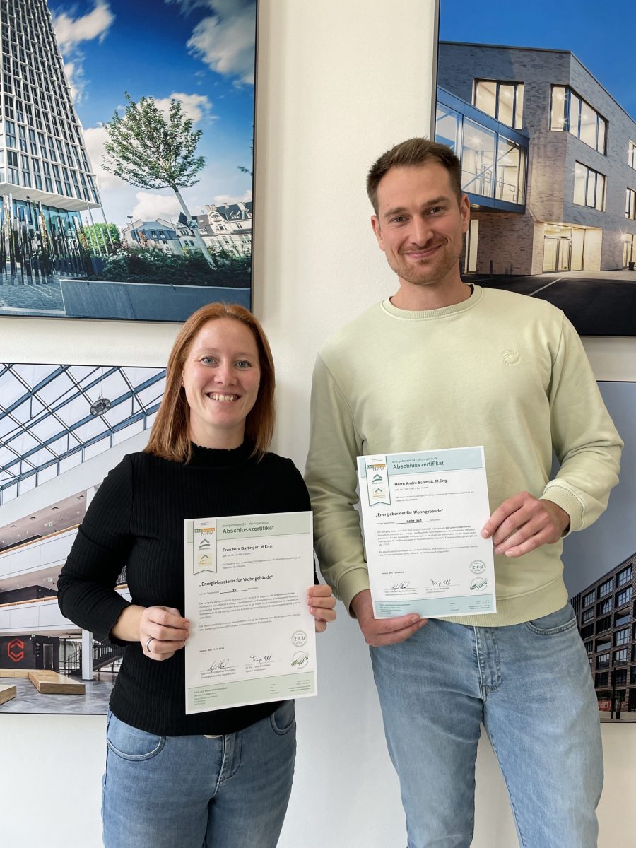 Energieeffizienz-Experten für Wohngebäude Kira Bartinger und André Schmidt.