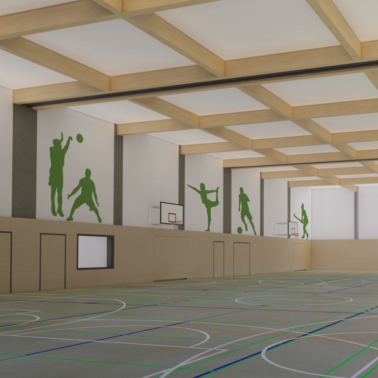 Gymnasium Alleestraße in Siegburg – Visualisierung Neubau Sporthalle.