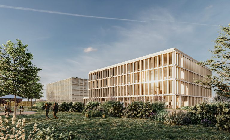 Visualisierung Verwaltungsgebäude und Hochgarage Bubenheimer Bann in Koblenz.