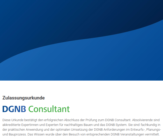 DGNB Consultant - Kopf der Zulassungsurkunde.