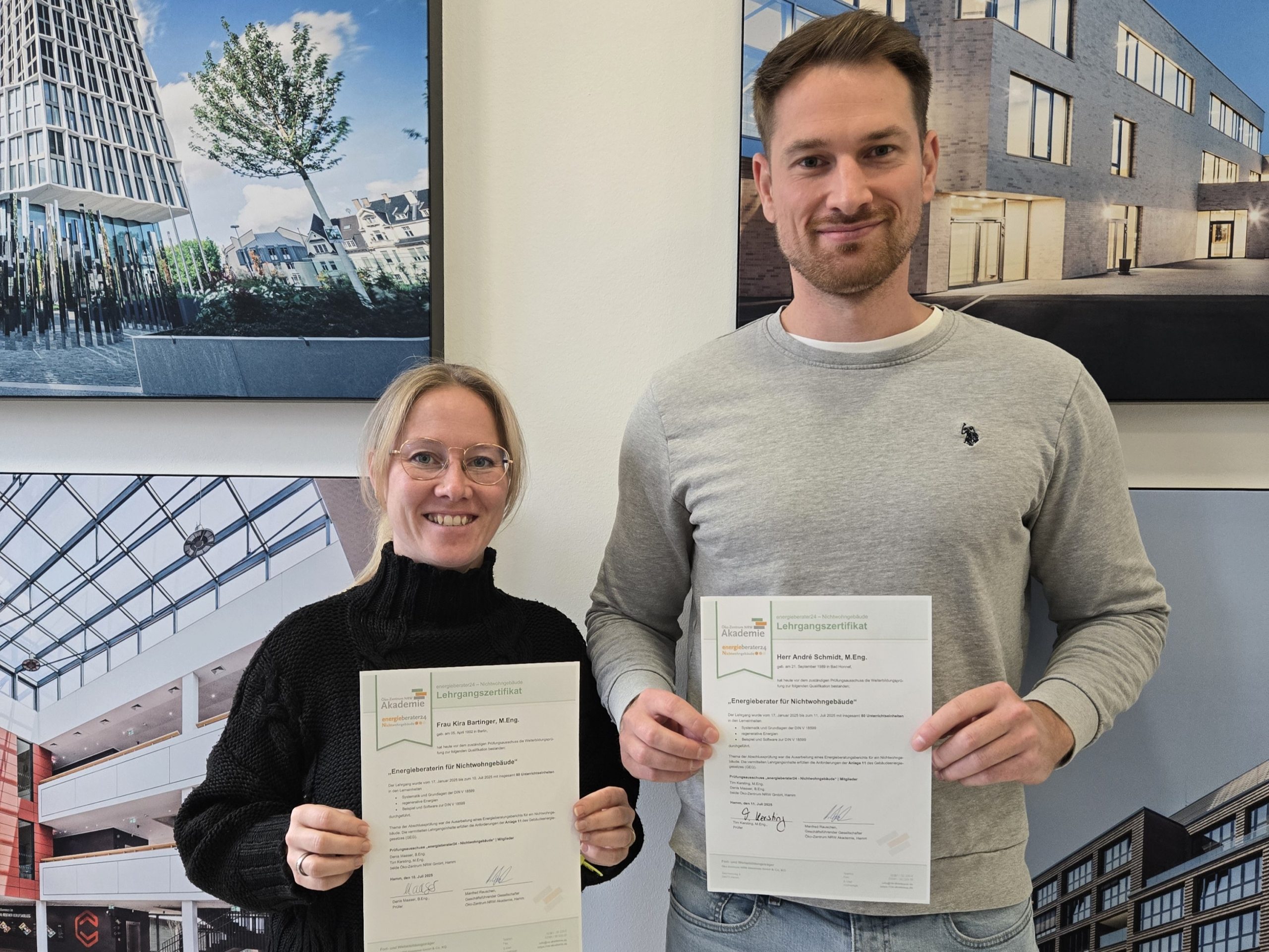 Energieeffizienz-Experten für Nichtwohngebäude Kira Bartinger und André Schmidt.